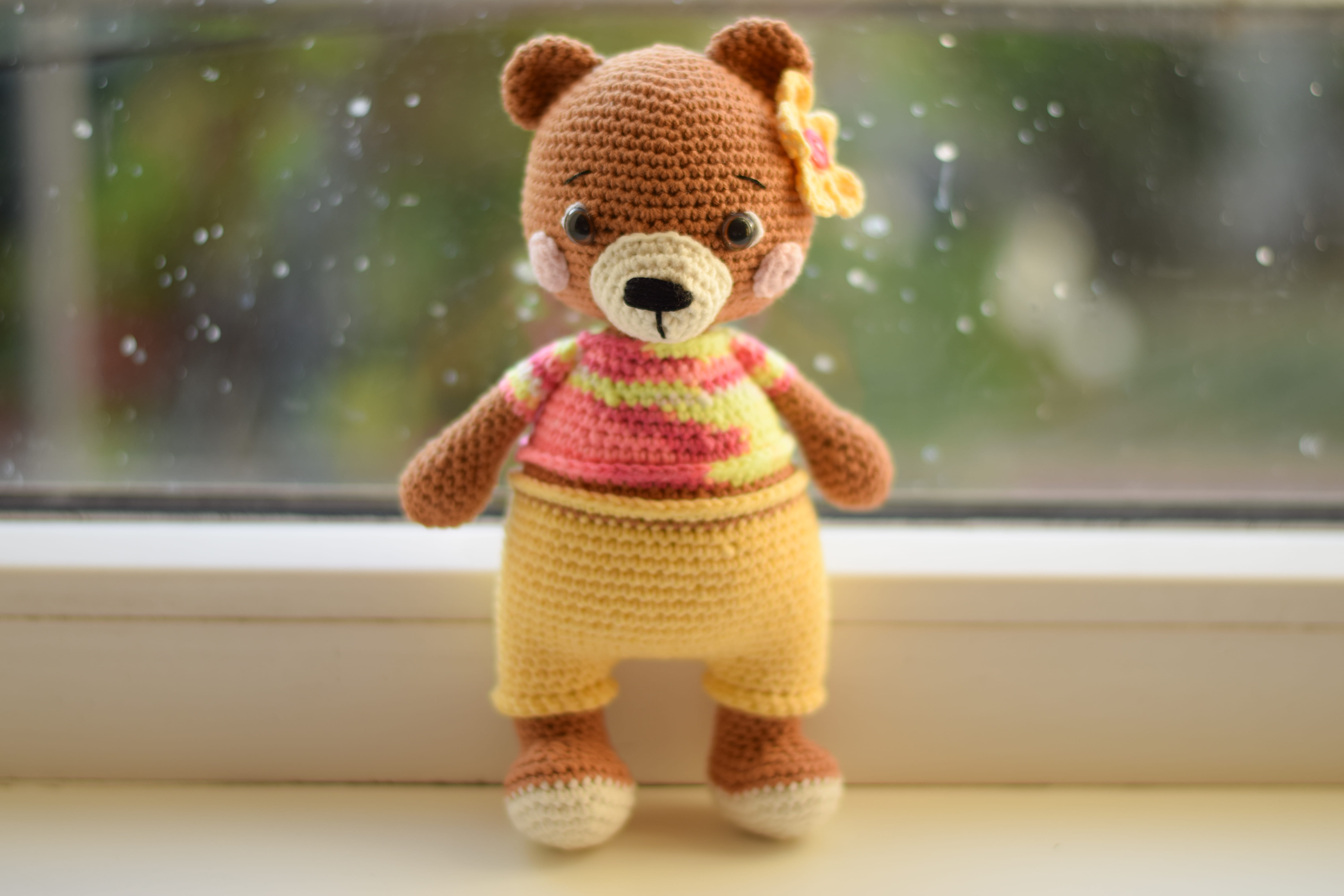 Плетена играчка мечето Ева, амигуруми,  ръчна изработка 