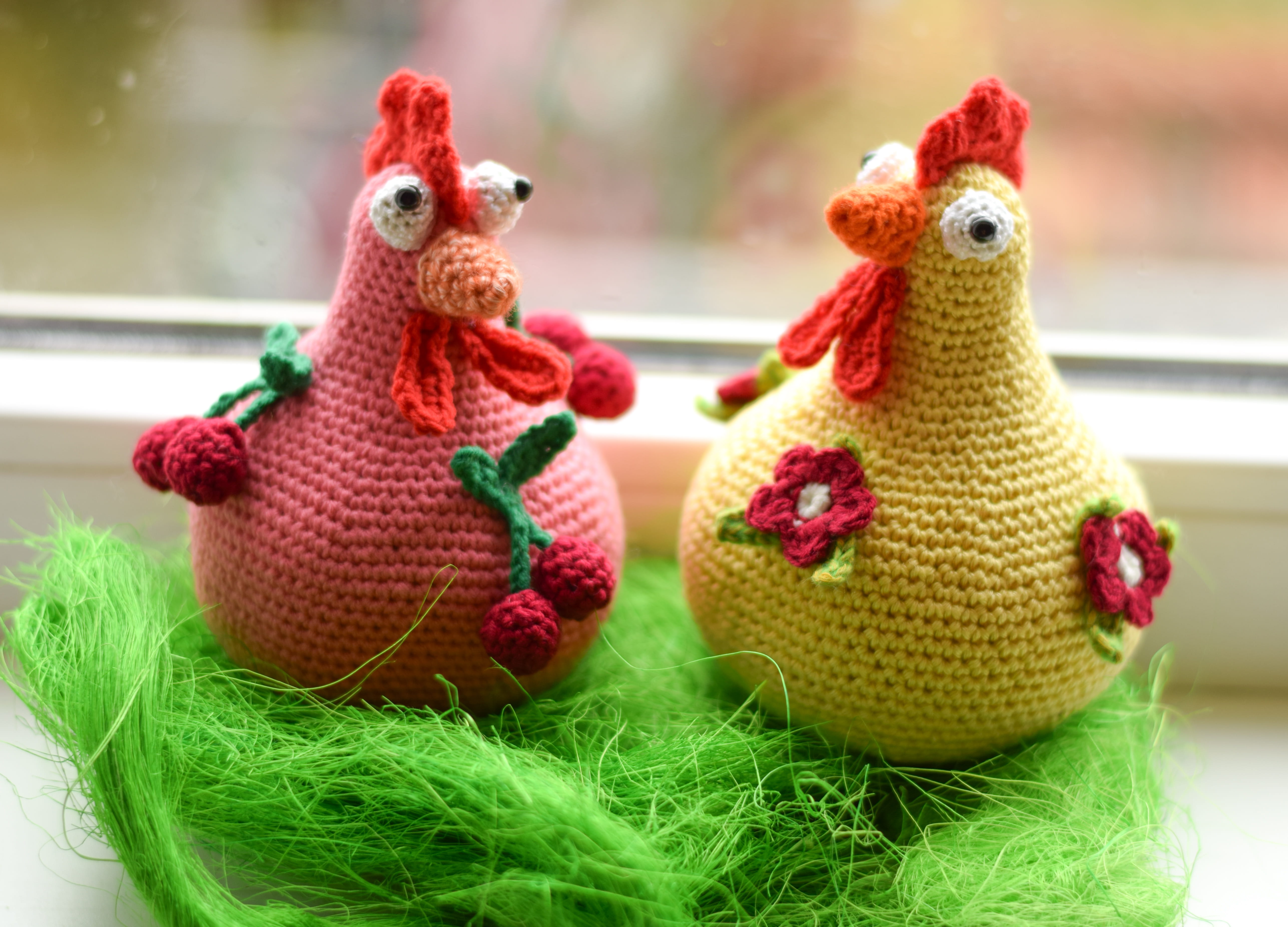 Плетени великденски кокошки, амигуруми,  ръчна изработка 